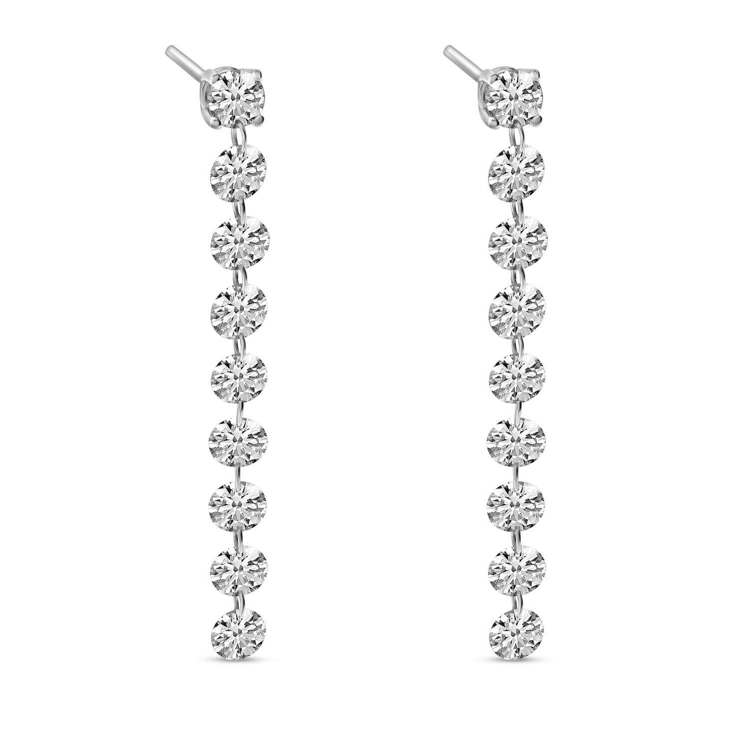 14K White Gold Dashing Diamond Chandelier Earrings