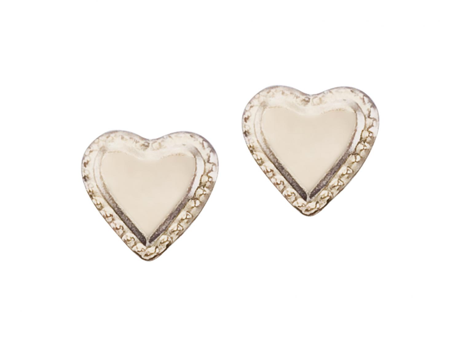 14K Yellow Gold Baby Heart Screwback Earrings