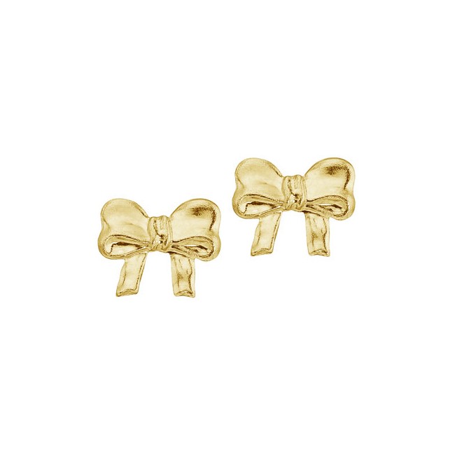 14K Yellow Gold Baby Bow Screwback Earrings