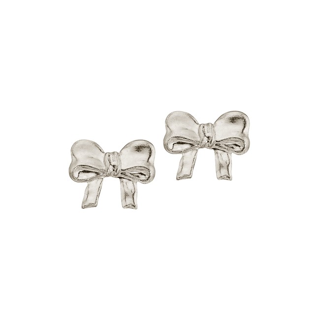 14K White Gold Baby Bow Screwback Earrings