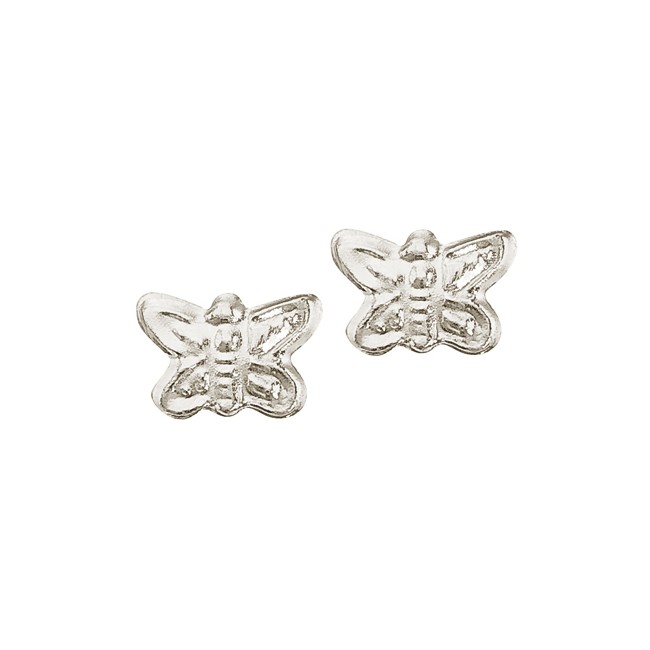 14K White Gold Baby Butterfly Screwback Earrings