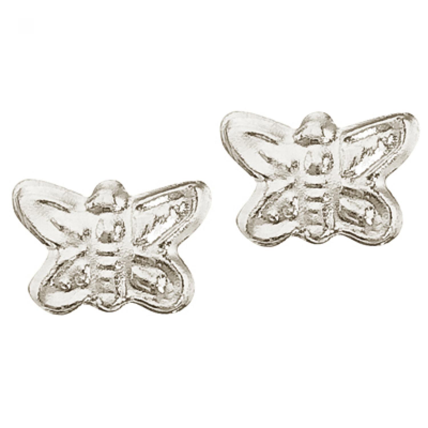 14K White Gold Baby Butterfly Screwback Earrings