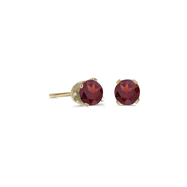 14k Yellow Gold Round Garnet Stud Earrings