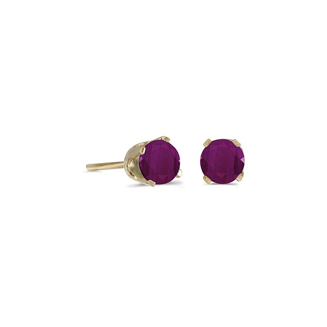 14k Yellow Gold Round Ruby Stud Earrings