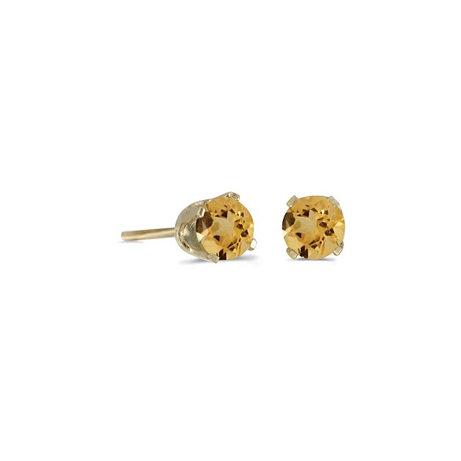 14k Yellow Gold Round Citrine Stud Earrings