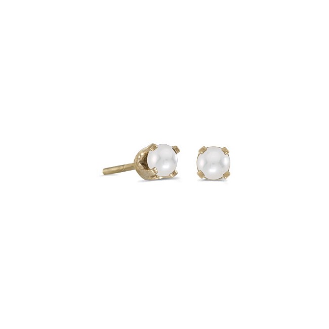 14k Yellow Gold Pearl Screw-back Stud Earrings