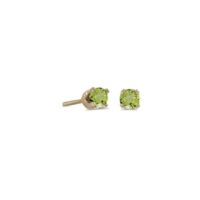 14k Yellow Gold Round Peridot Screw-back Stud Earrings