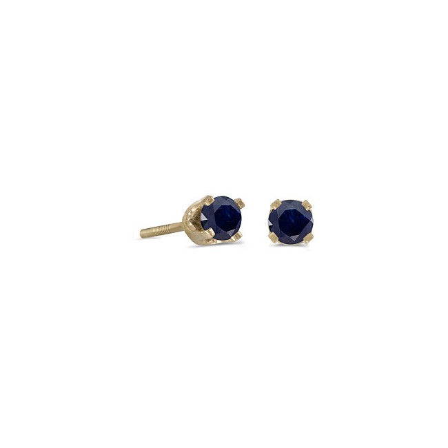 14k Yellow Gold Round Sapphire Screw-back Stud Earrings