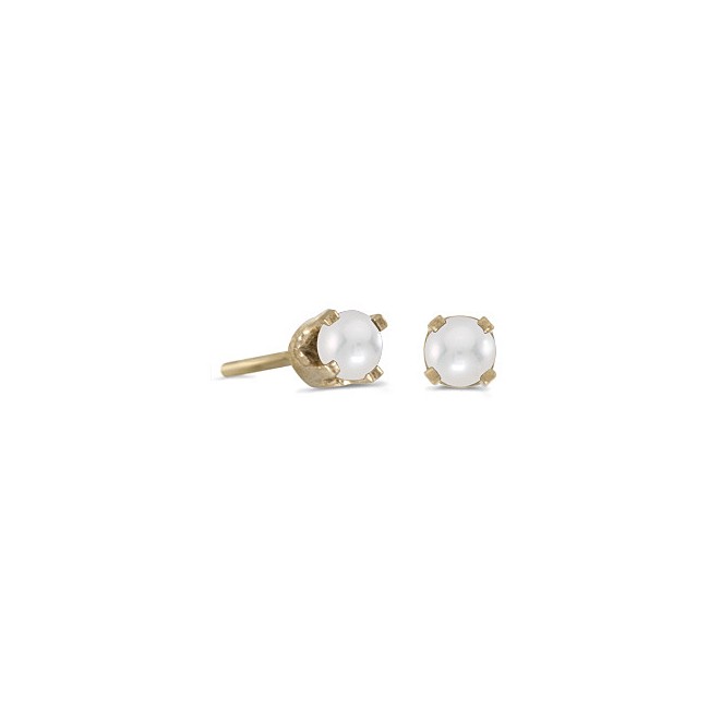 14k Yellow Gold Pearl Stud Earrings