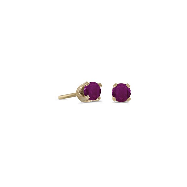 14k Yellow Gold Round Ruby Stud Earrings