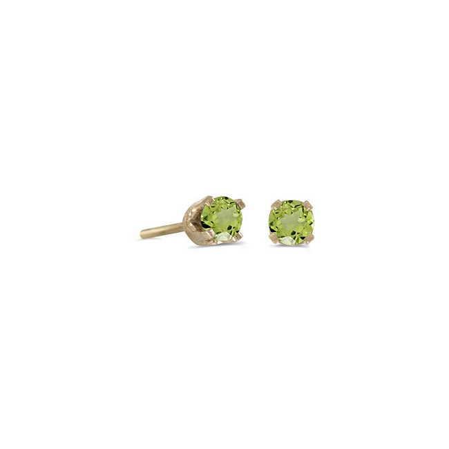 14k Yellow Gold Round Peridot Stud Earrings