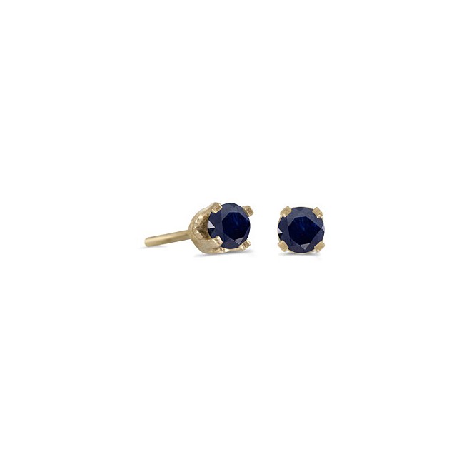 14k Yellow Gold Round Sapphire Stud Earrings