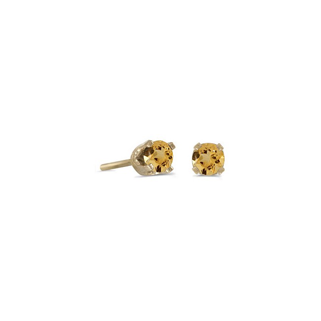 14k Yellow Gold Round Citrine Stud Earrings