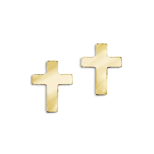 14K Yellow Gold Baby Cross Screwback Earrings