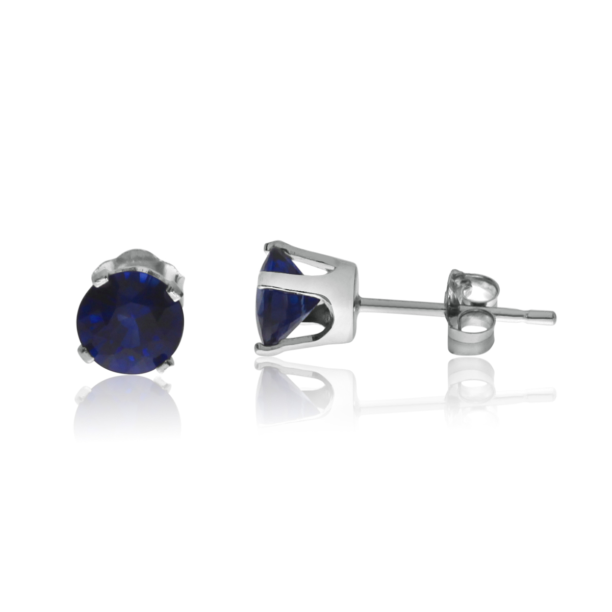 14K White Gold 5mm Diffused Sapphire Birthstone Earrings