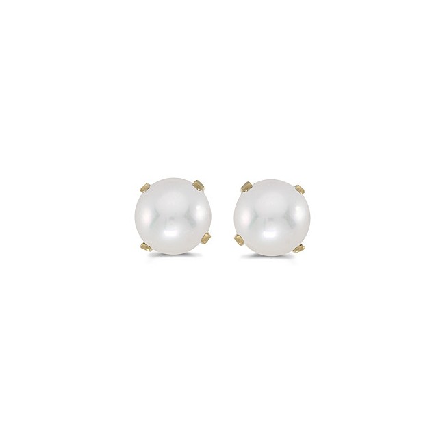 14k Yellow Gold Pearl Stud Earrings