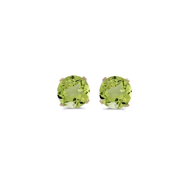 14k Yellow Gold Round Peridot Stud Earrings