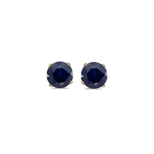 14k Yellow Gold Round Sapphire Stud Earrings