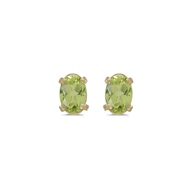 14k Yellow Gold Oval Peridot Earrings