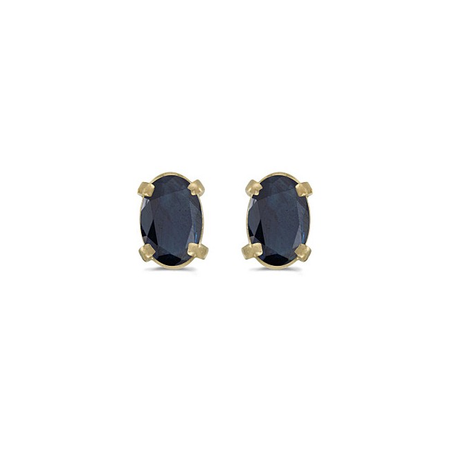 14k Yellow Gold Oval Sapphire Earrings