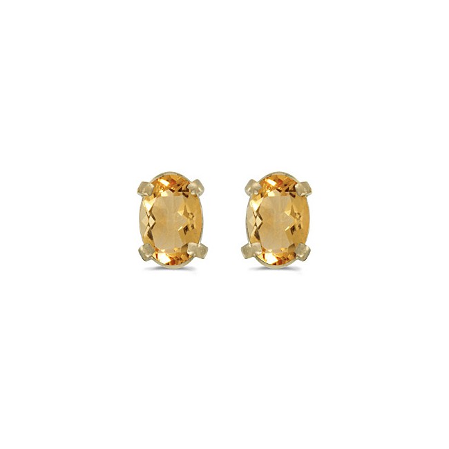 14k Yellow Gold Oval Citrine Earrings