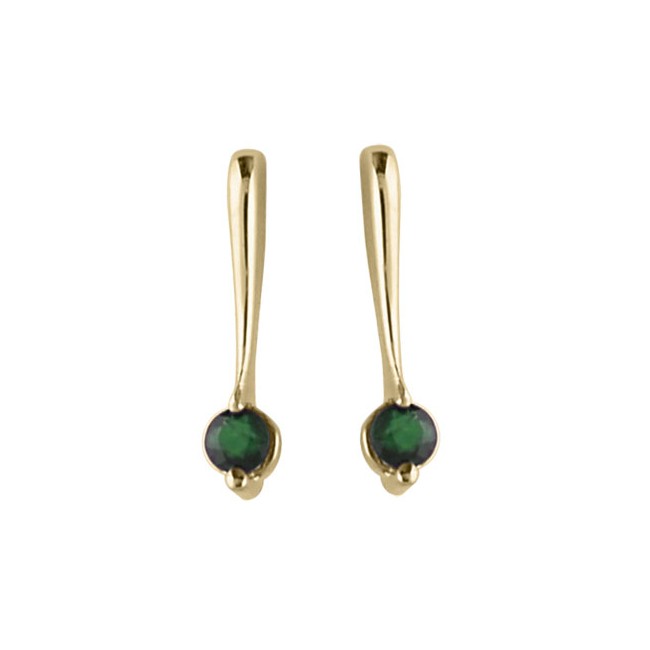 14K Yellow Gold Emerald Drop Earrings