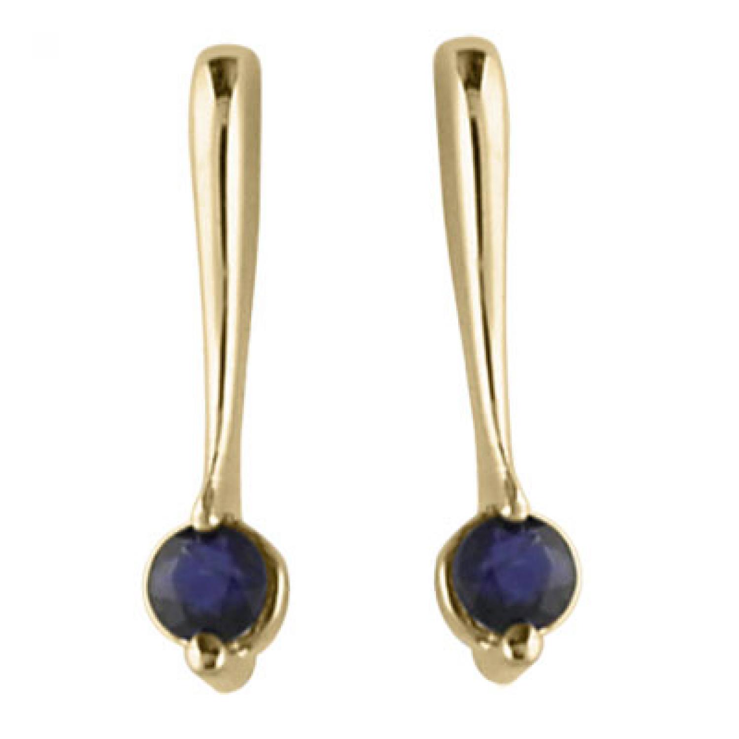 14K Yellow Gold Sapphire Drop Earrings