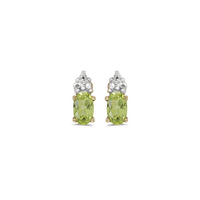 14k Yellow Gold Oval Peridot Earrings