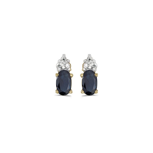 14k Yellow Gold Oval Sapphire Earrings