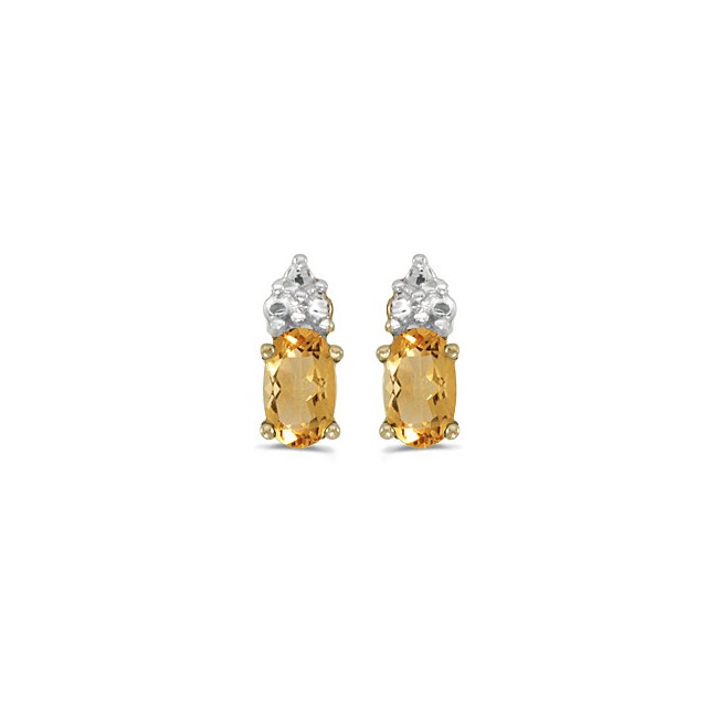 14k Yellow Gold Oval Citrine Earrings