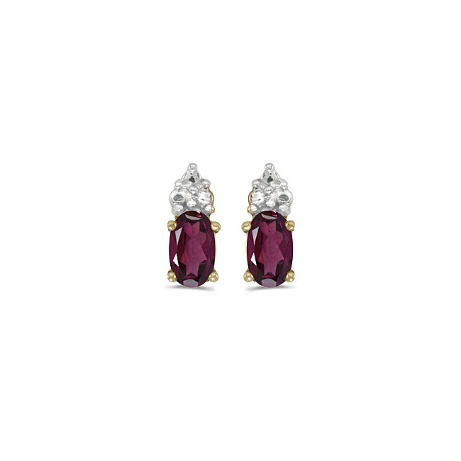 14k Yellow Gold Oval Rhodolite Garnet Earrings