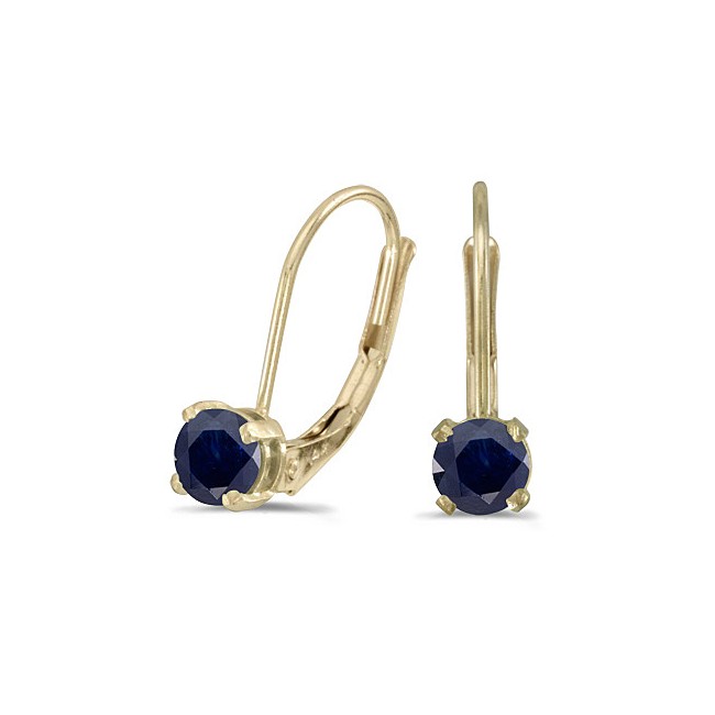 14k Yellow Gold Round Sapphire Lever-back Earrings