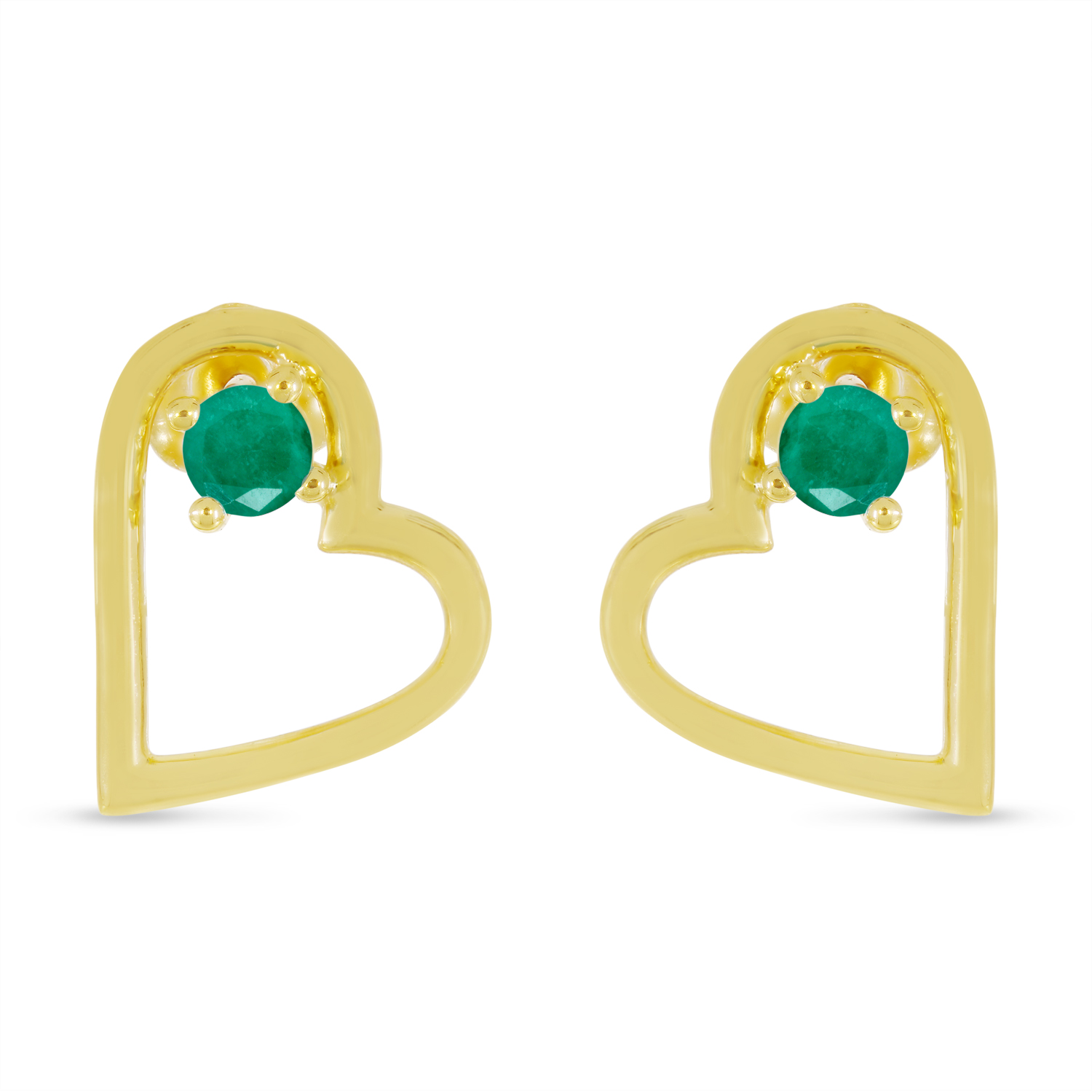 SPARKLD 9ct Yellow Gold Diamond and Emerald Heart Drop Earrings - Sparkld  from Personal Jewellery Service UK