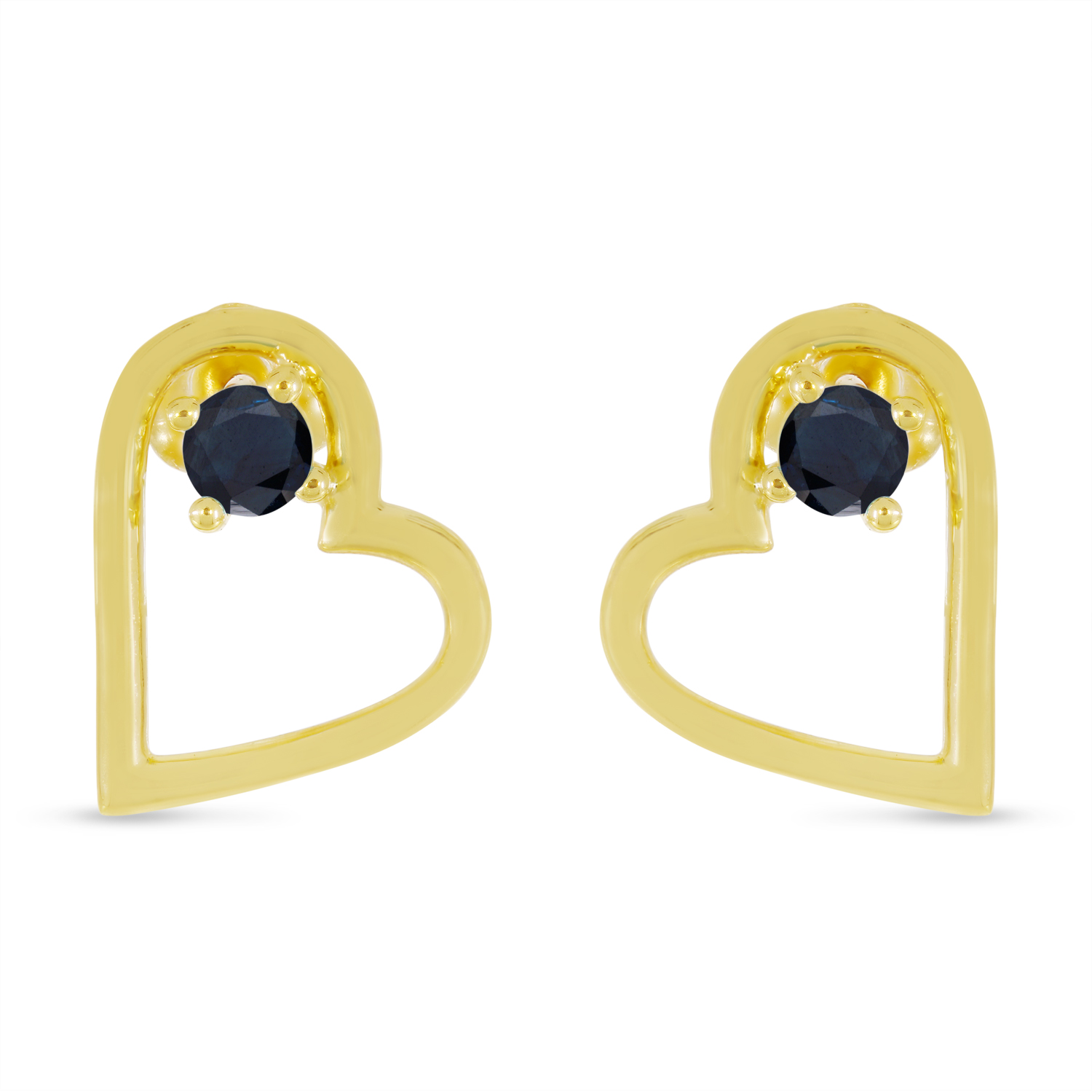 14K Yellow Gold Sapphire Open Heart Birthstone Earrings