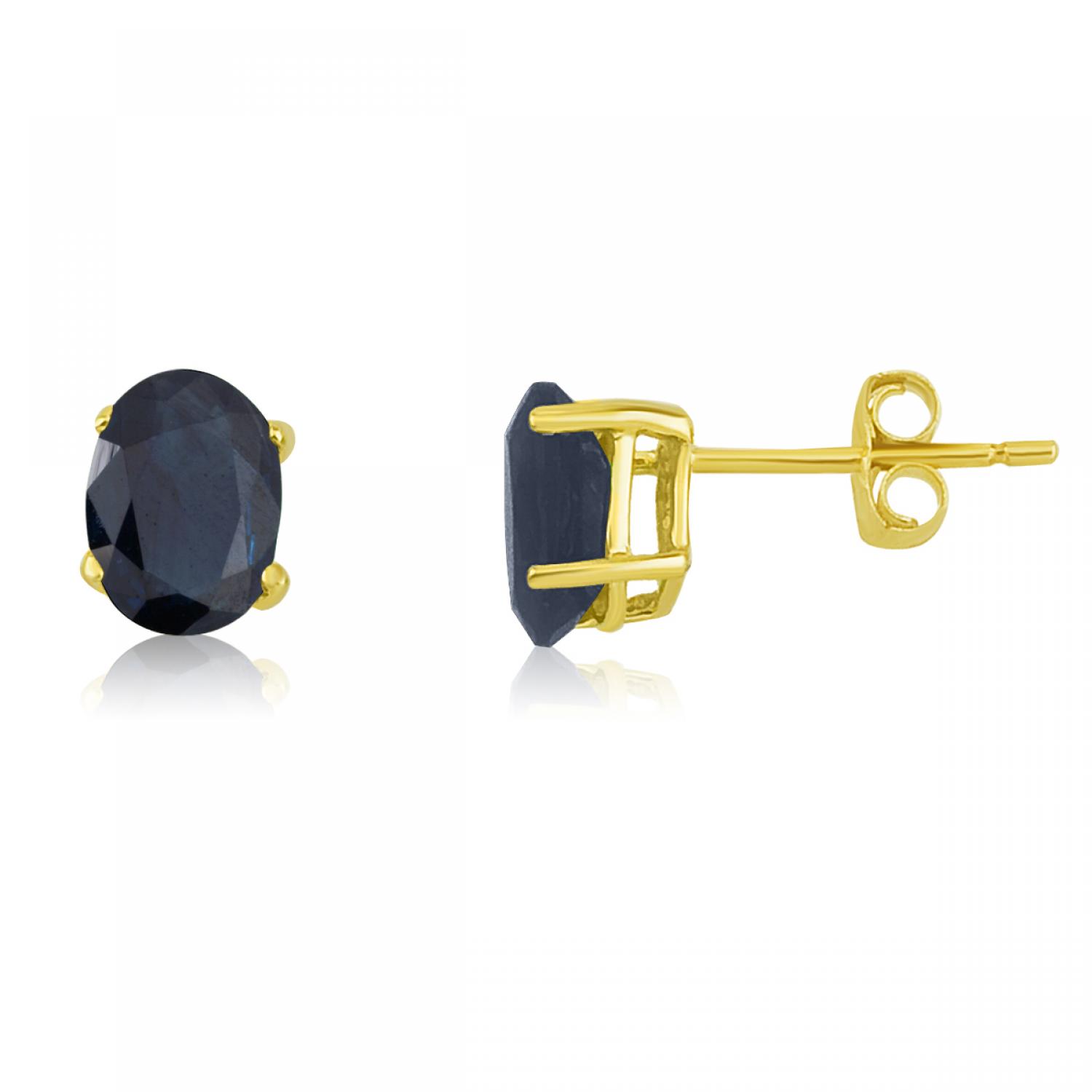 14K Yellow Gold Oval Sapphire Earrings