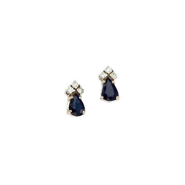 14K Yellow Gold Pear Sapphire and Diamond Earrings
