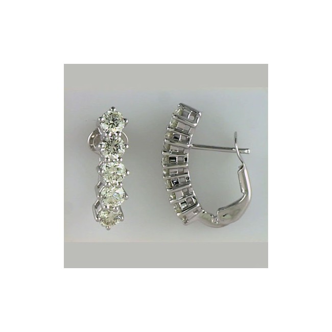 14K White Gold Five Stone 1.5 Ct Diamond Omega Earrings
