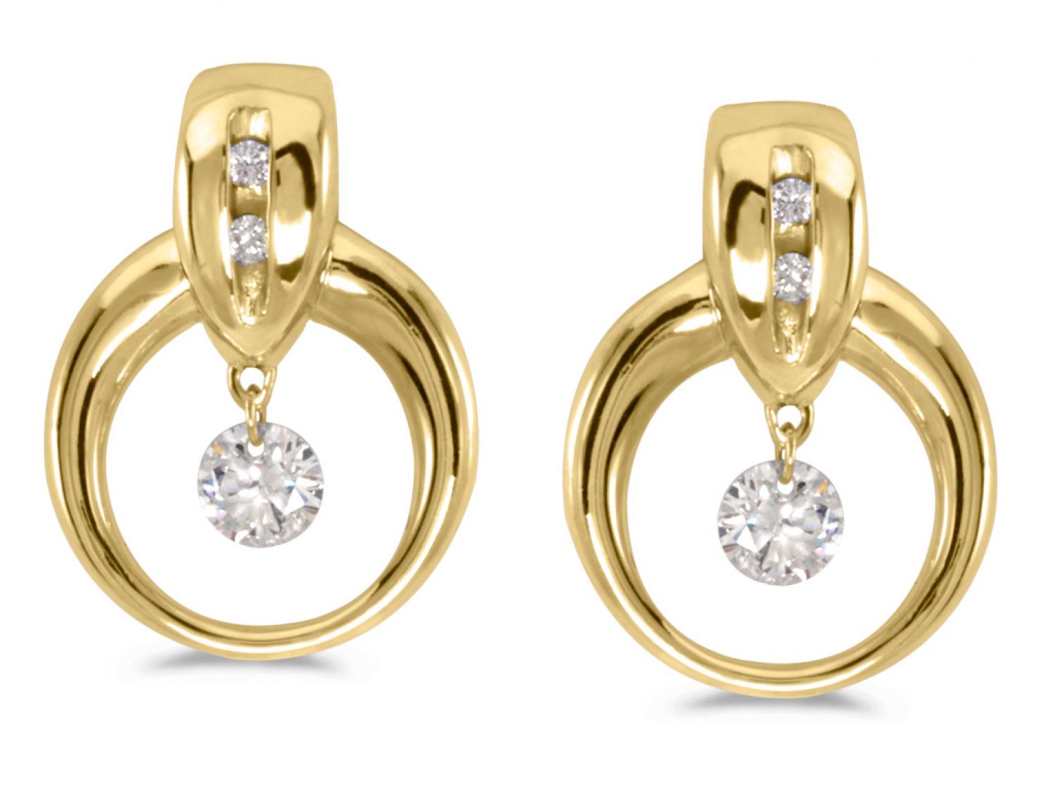 14K Yellow Gold Diamond Dashing Diamonds Earrings