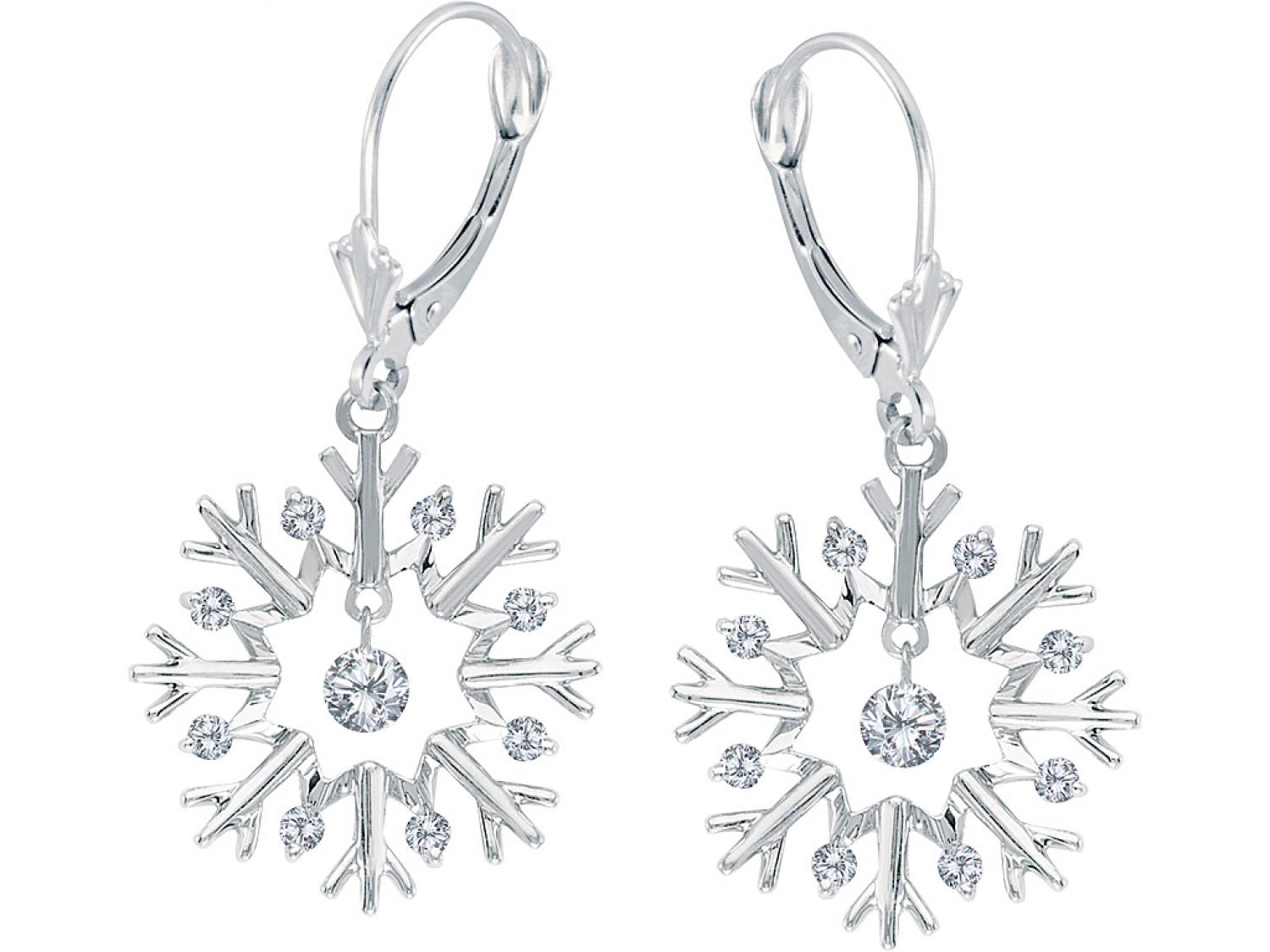 14K White Gold Diamond Dashing Diamonds Earrings