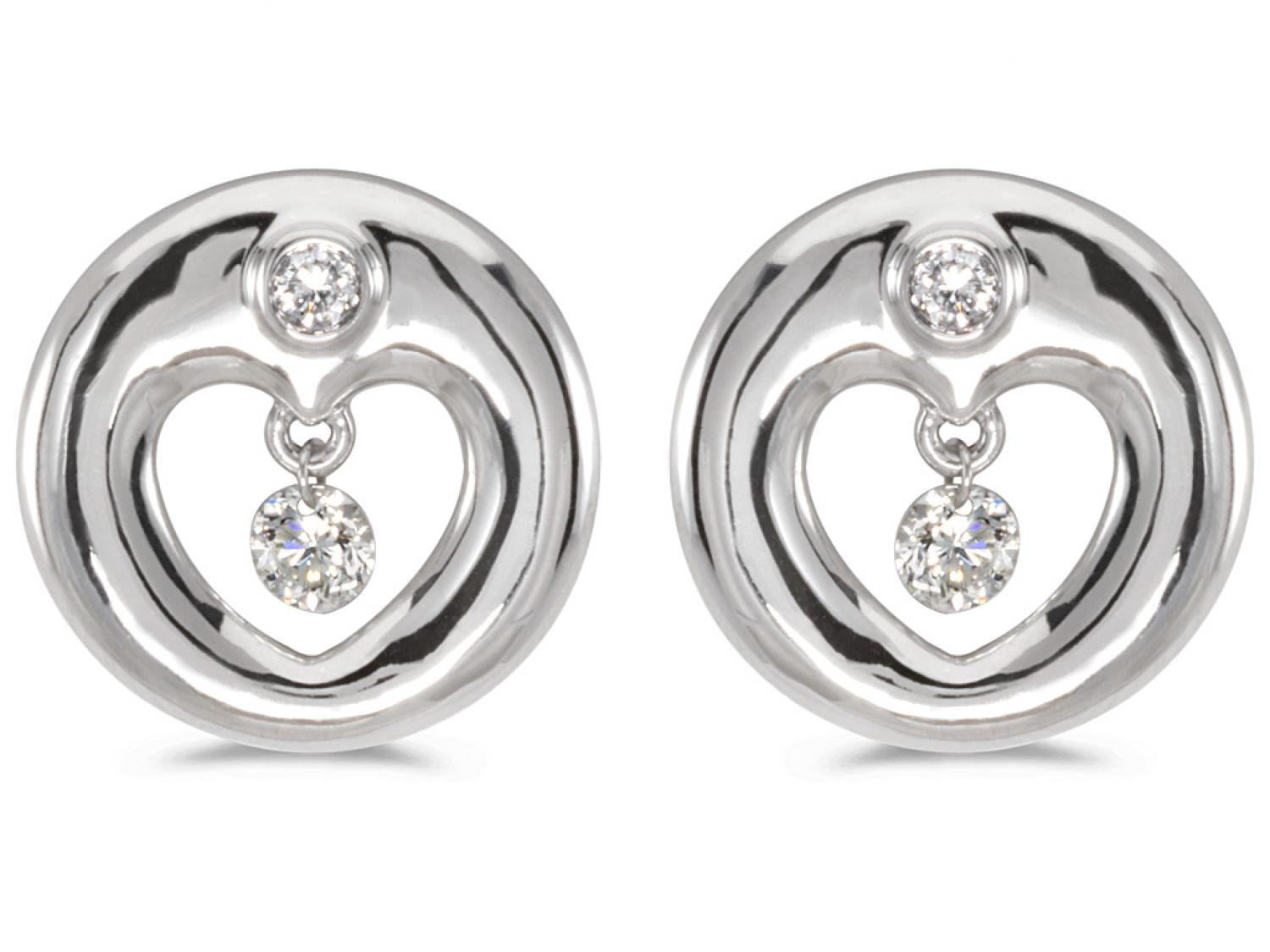 14K White Gold Diamond Dashing Diamonds Earrings