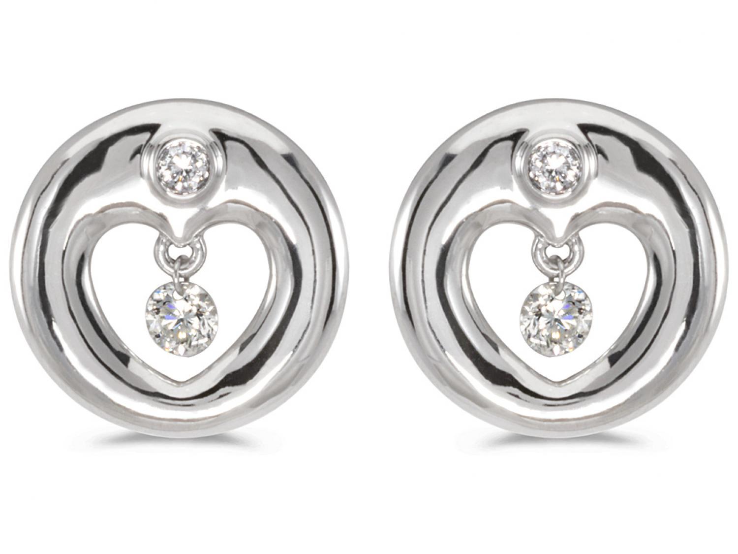 14K White Gold Diamond Dashing Diamonds Earrings