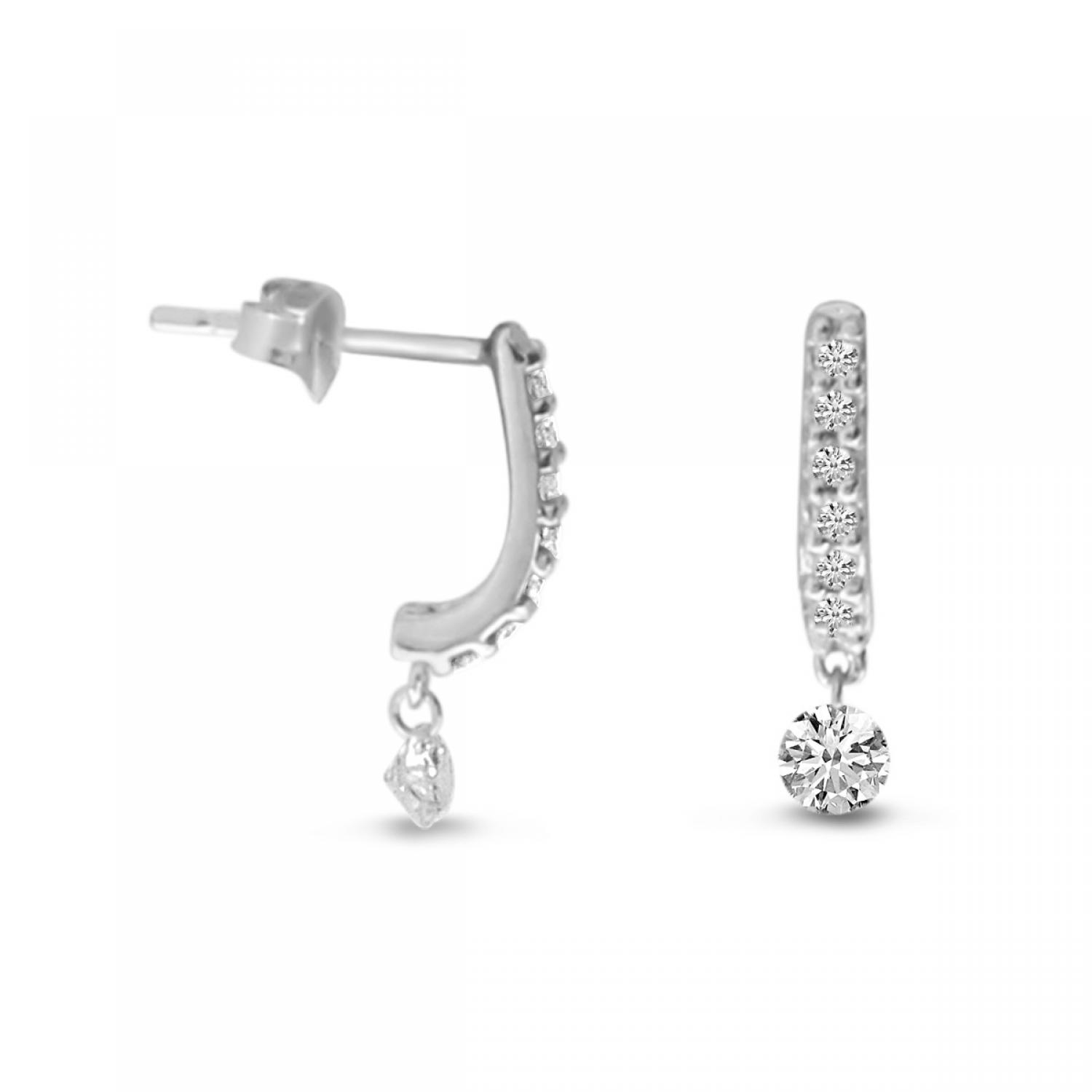 14K White Gold Diamond Dashing Diamonds Earrings