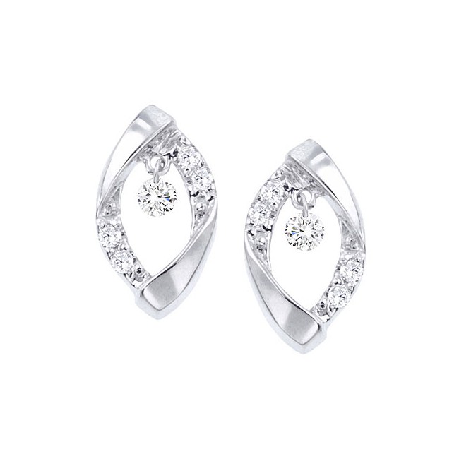 14K White Gold Diamond Dashing Diamonds Earrings