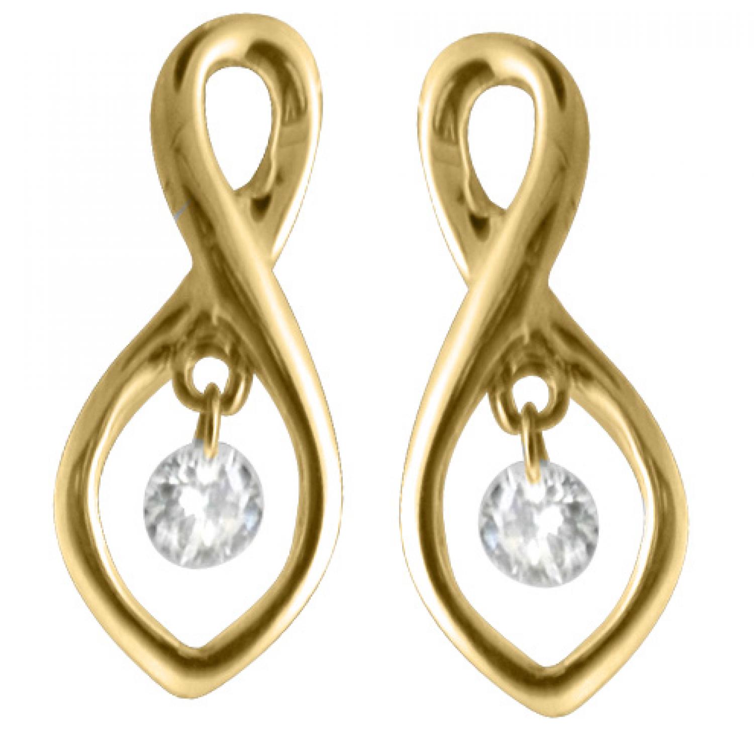 14K Yellow Gold Diamond Dashing Diamonds Earrings