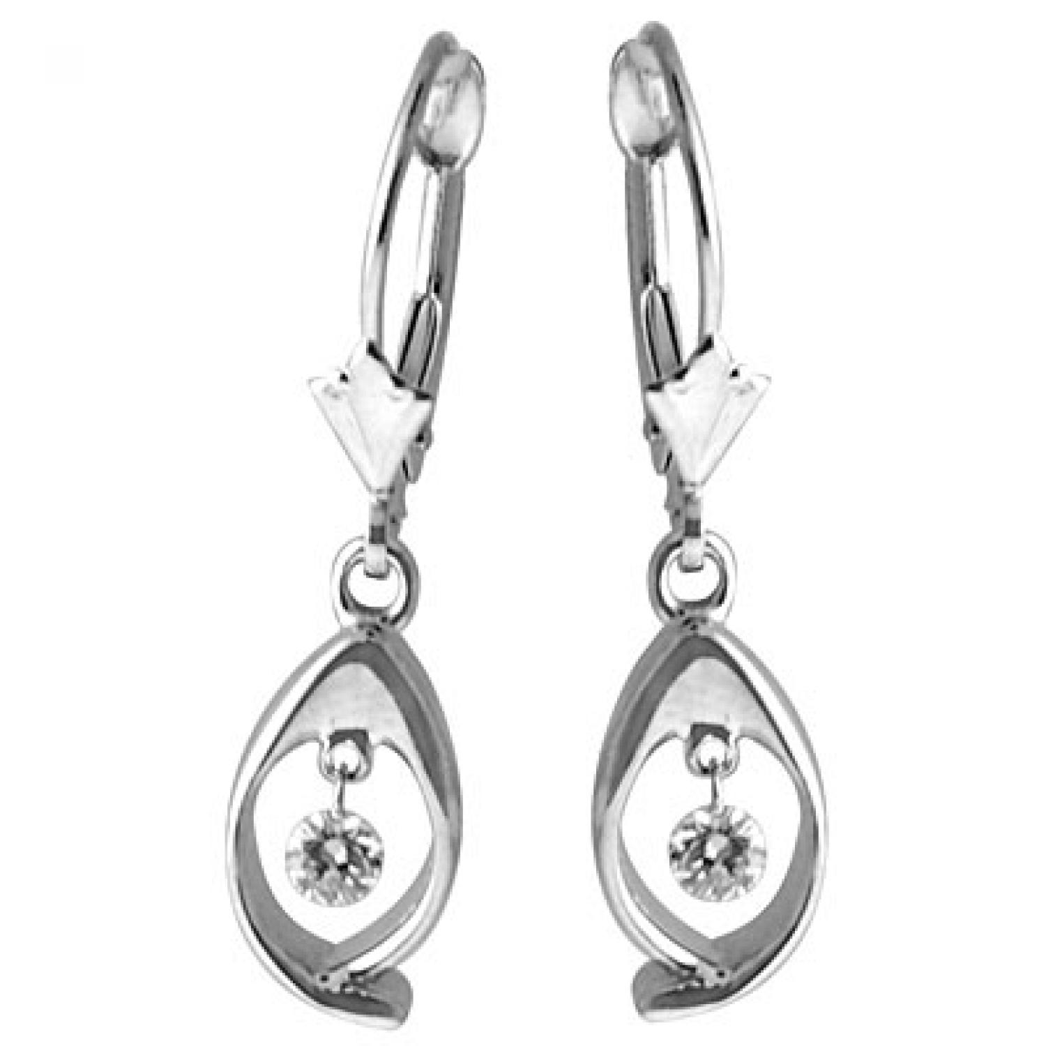 14K White Gold Diamond Dashing Diamonds Earrings