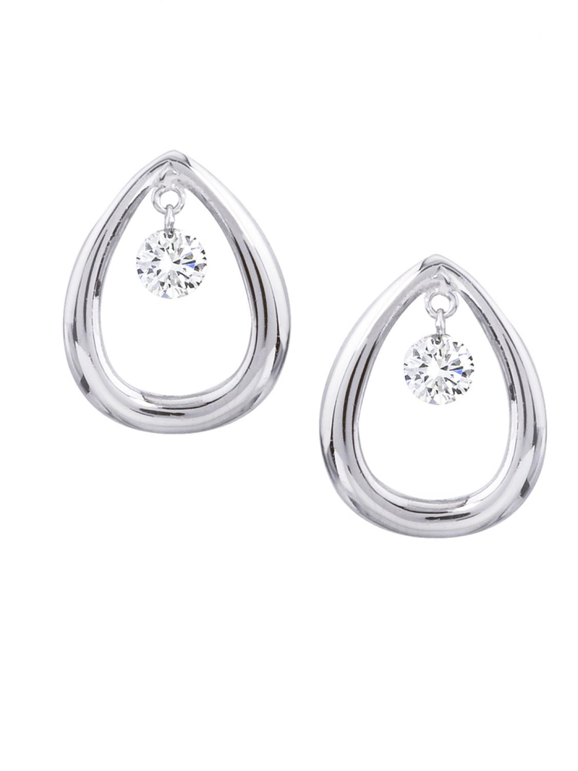 14K White Gold Diamond Dashing Diamonds Earrings