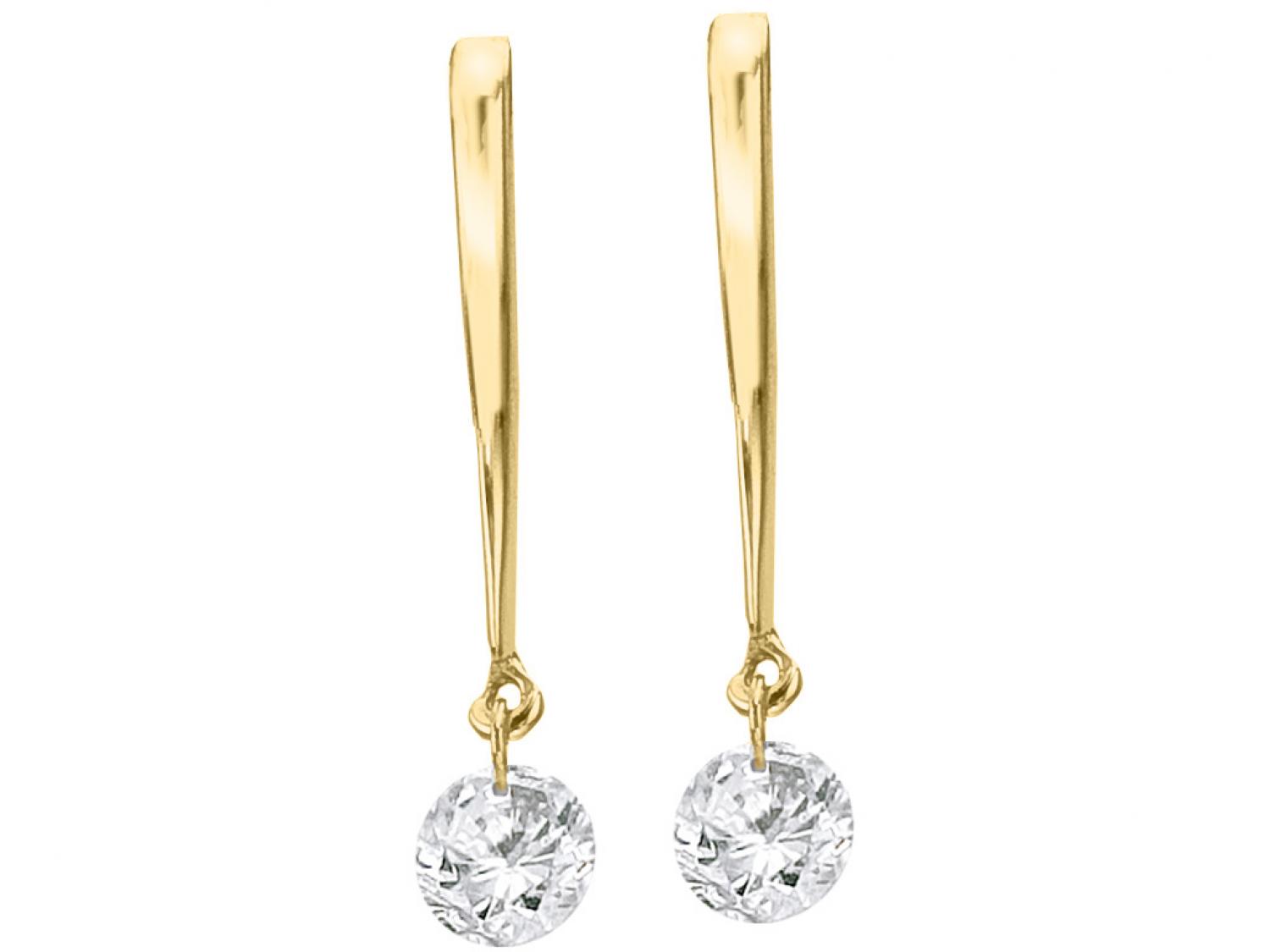 14K Yellow Gold Diamond Dashing Diamonds Earrings