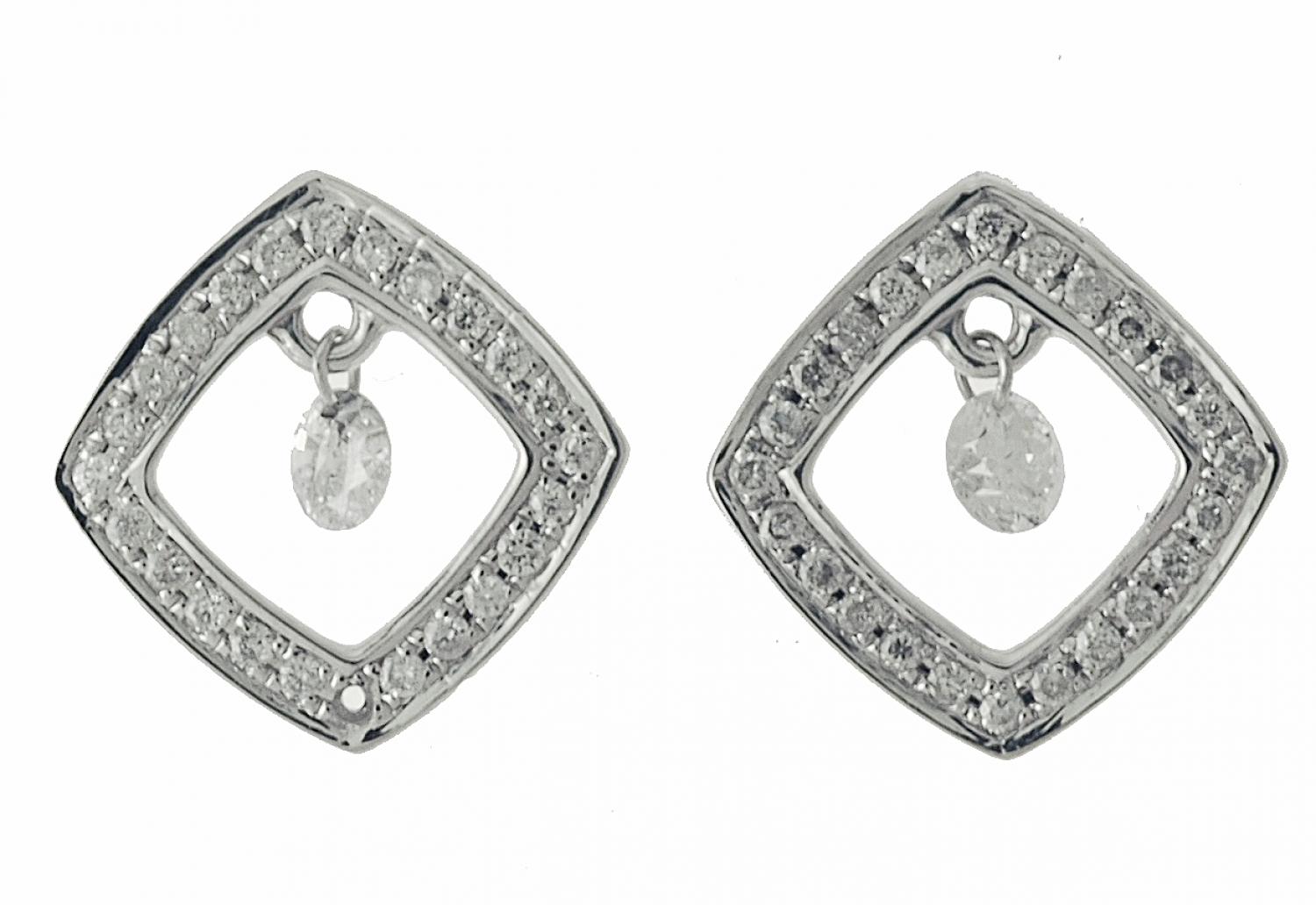14K White Gold Diamond Dashing Diamonds Earrings