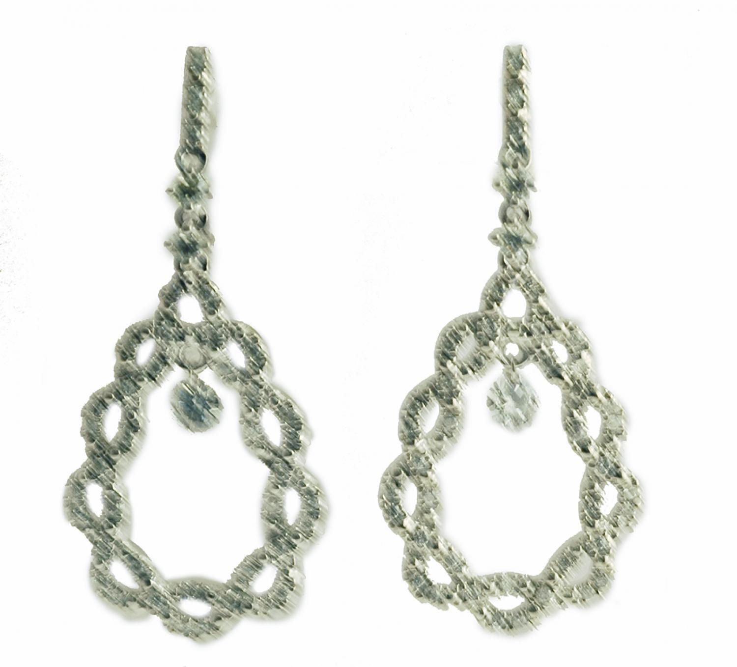 14K White Gold Diamond Dashing Diamonds Earrings