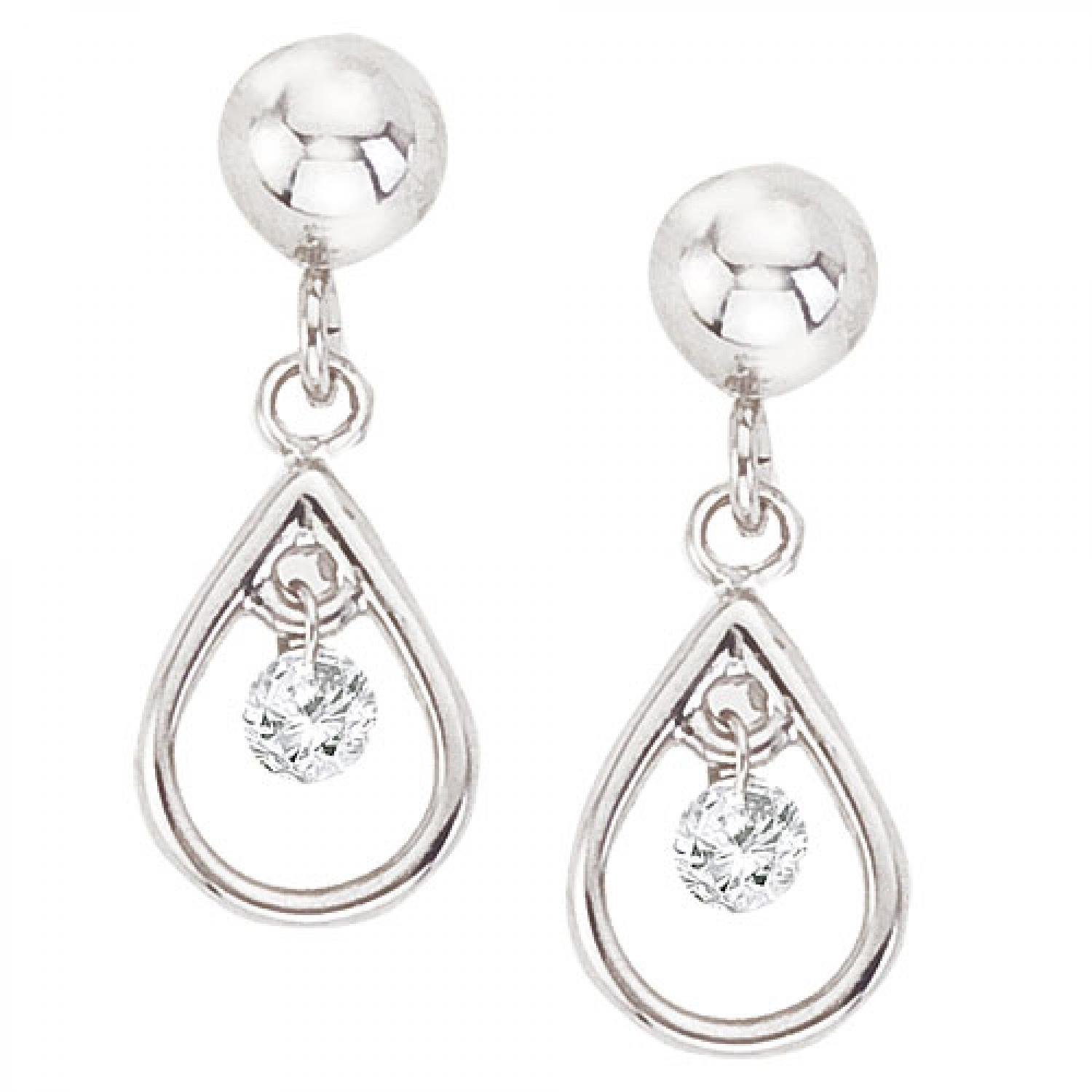 14K White Gold Teardrop Dashing Diamond Earrings